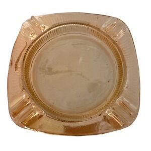 Vintage Carnival Peach Glass Ashtray Retro Home Decor Square Cigarette‎ Holder